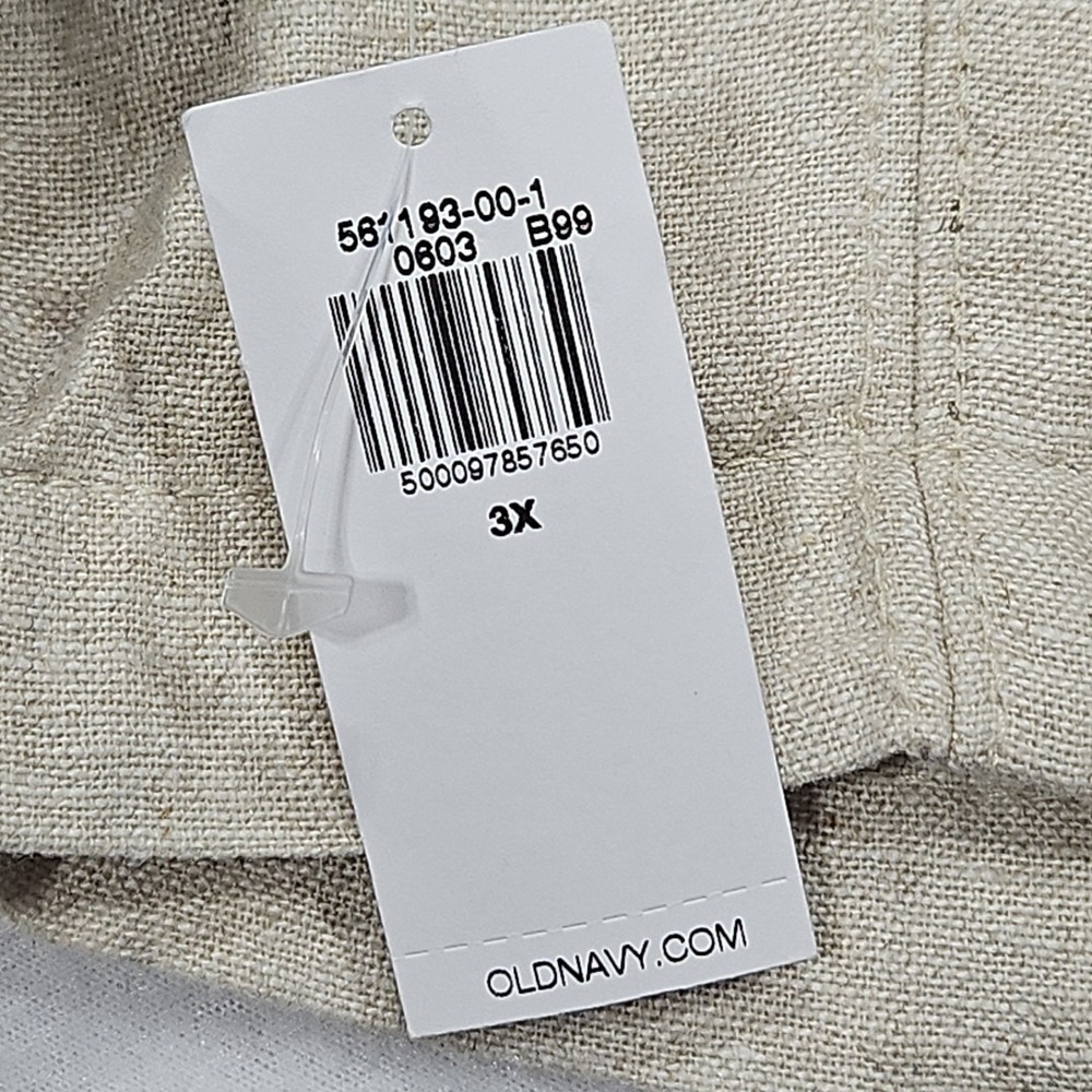 Old Navy 3X Beige Cropped High Rise Linen Blend Pull On Straight Tapered Pants - Picture 5 of 12